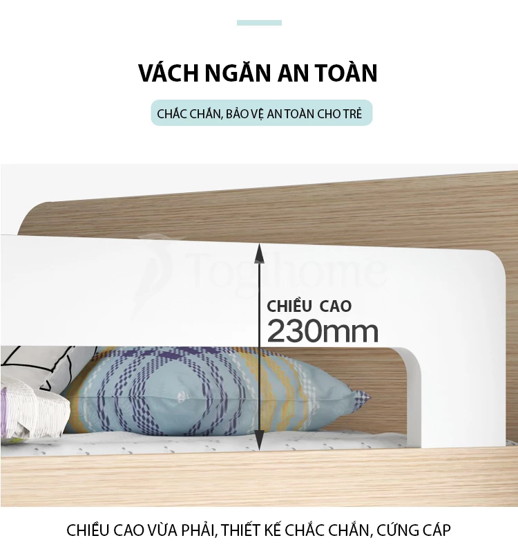 Nội thất giường tầng GN019 kết hợp tủ quần áo phong cách Bắc Âu, chất liệu gỗ MDF lõi xanh cao cấp với thiết kế lan can an toàn
