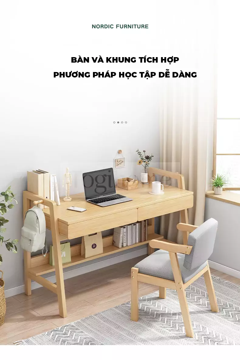 ảnh m&ocirc; tả B&agrave;n Học Sinh Gỗ Tự Nhi&ecirc;n TOGI Smart BH108