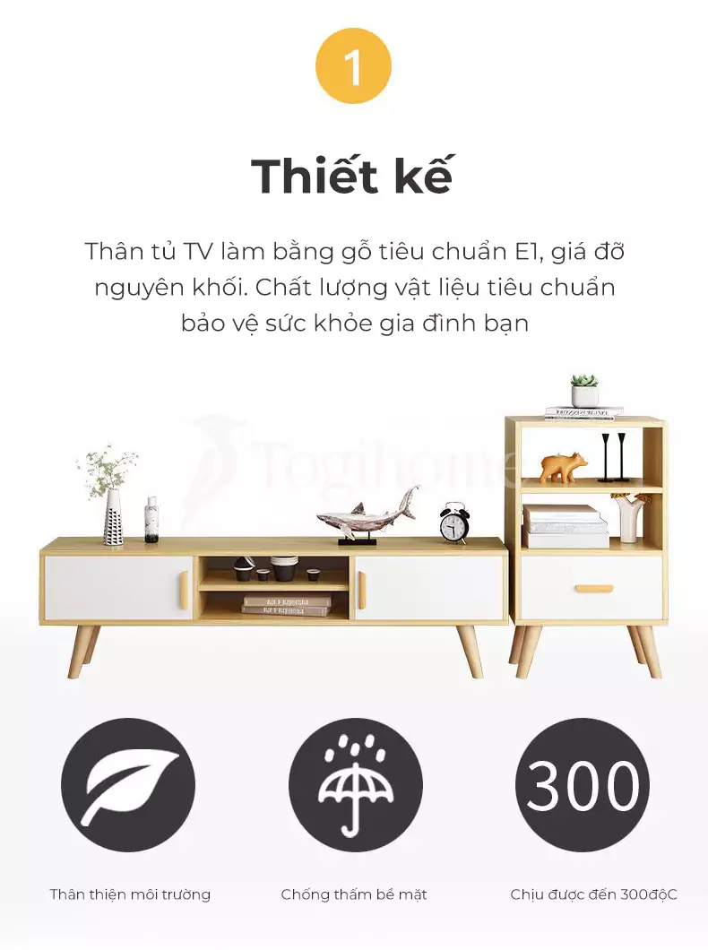 Kệ tủ tivi nhiều ngăn KTV 078 thiết kế chắc chắn