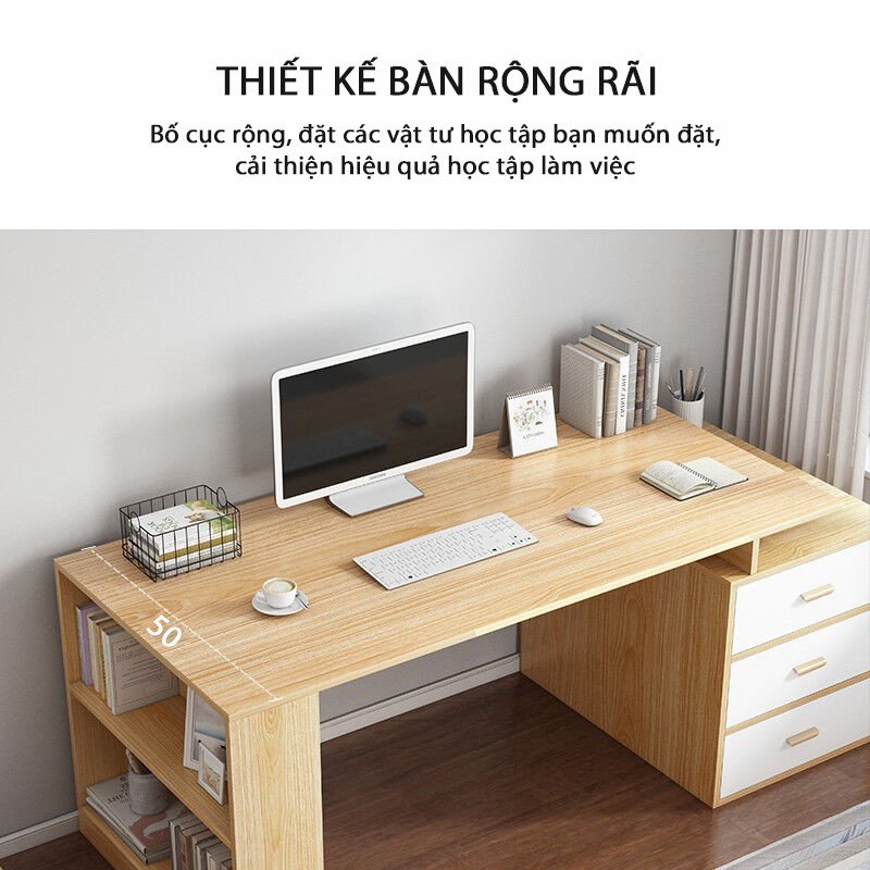 Bàn làm việc BLV036 thiết kế đơn giản kết hợp ngăn kéo bên tiện lợi