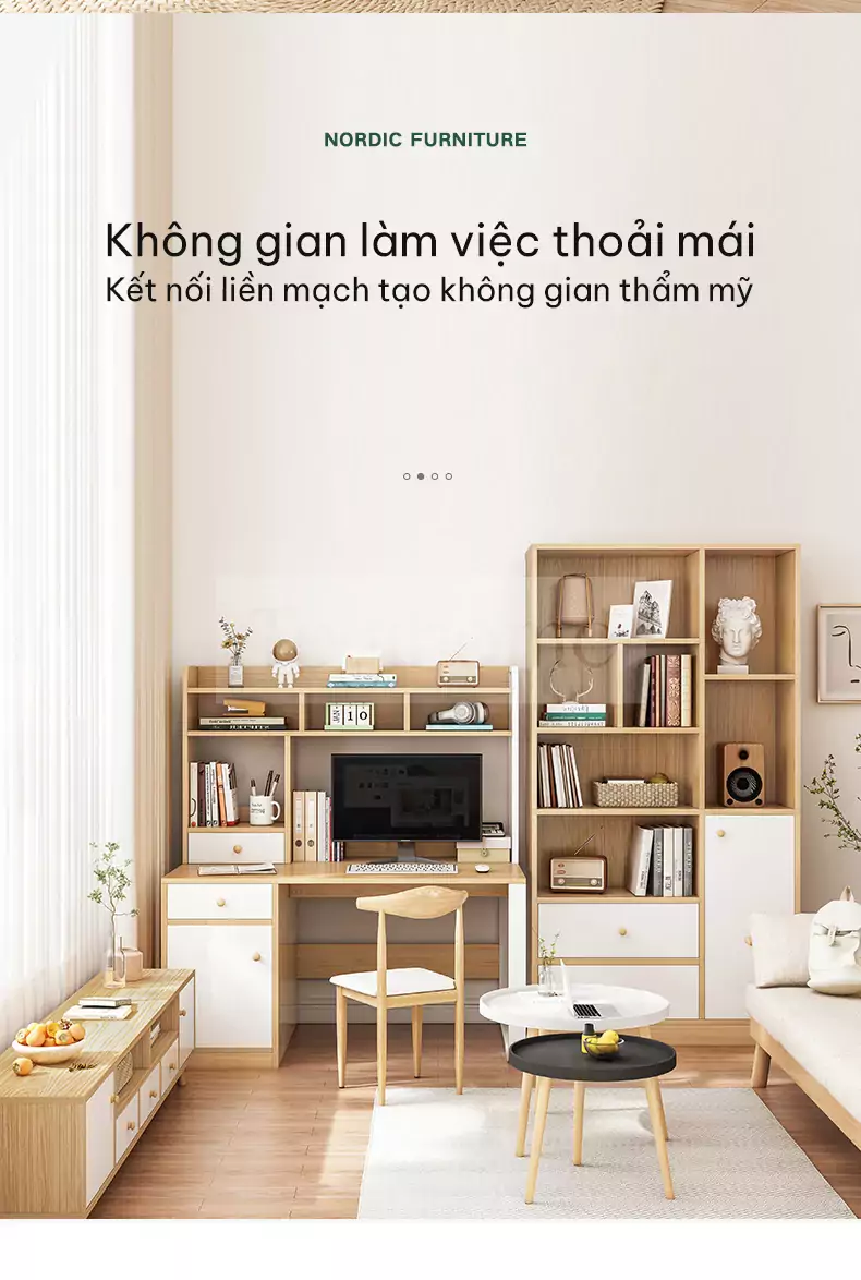 Bàn Làm Việc Kèm Kệ Sách TOGI Smart BG039 thiết kế tích hợp kệ sách giúp bạn dễ dàng tiếp cận tài liệu và sách vở cần thiết mà không cần phải di chuyển khỏi bàn làm việc.