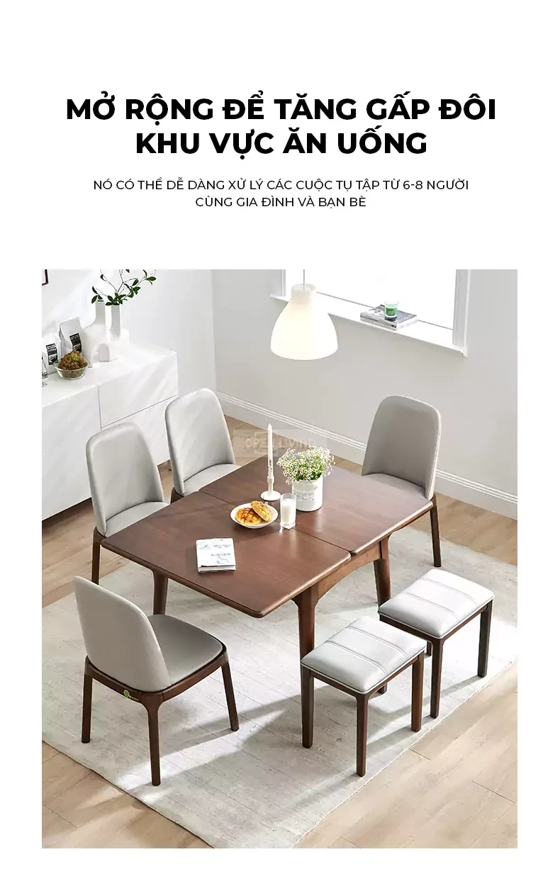 Bàn Ăn Gấp Đôi TOGI Smart A202 - Gỗ tự nhiên nâu đậm
