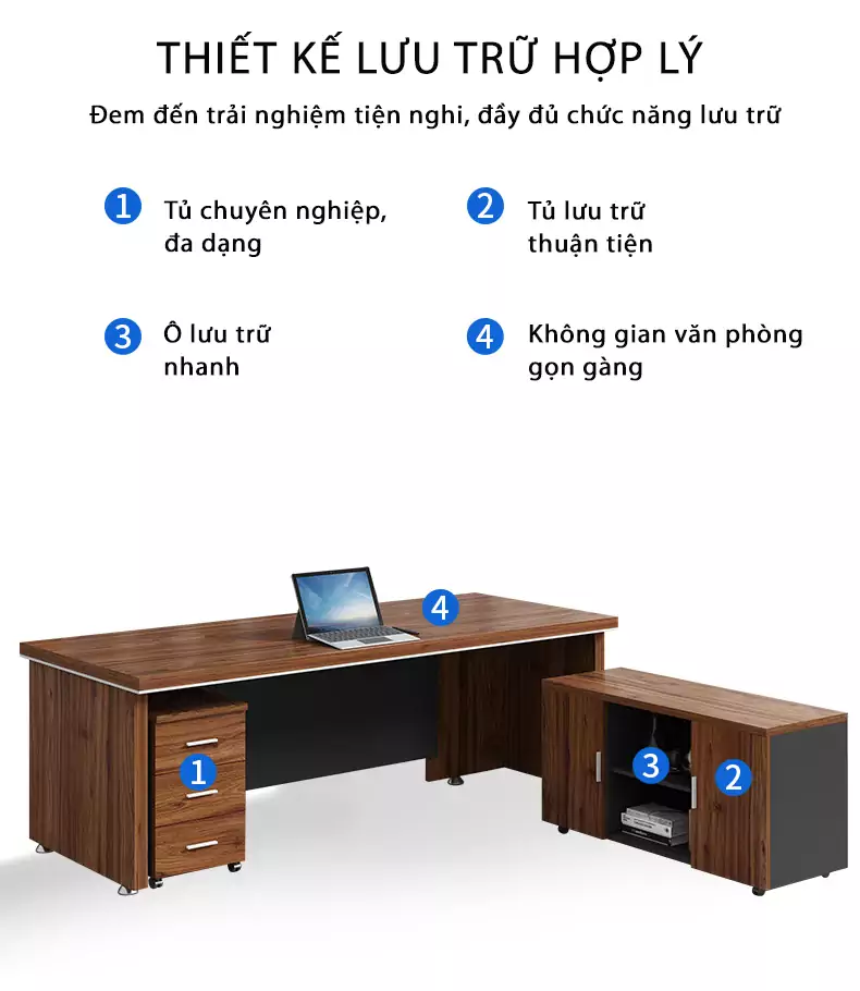 Bàn Dành Cho Giám Đốc TOGI Smart BG048 mang lại cảm giác sang trọng ngay từ cái nhìn đầu tiên. Với chất liệu cao cấp và thiết kế tinh tế, sản phẩm này là sự kết hợp hoàn hảo giữa thẩm mỹ và tính tiện ích