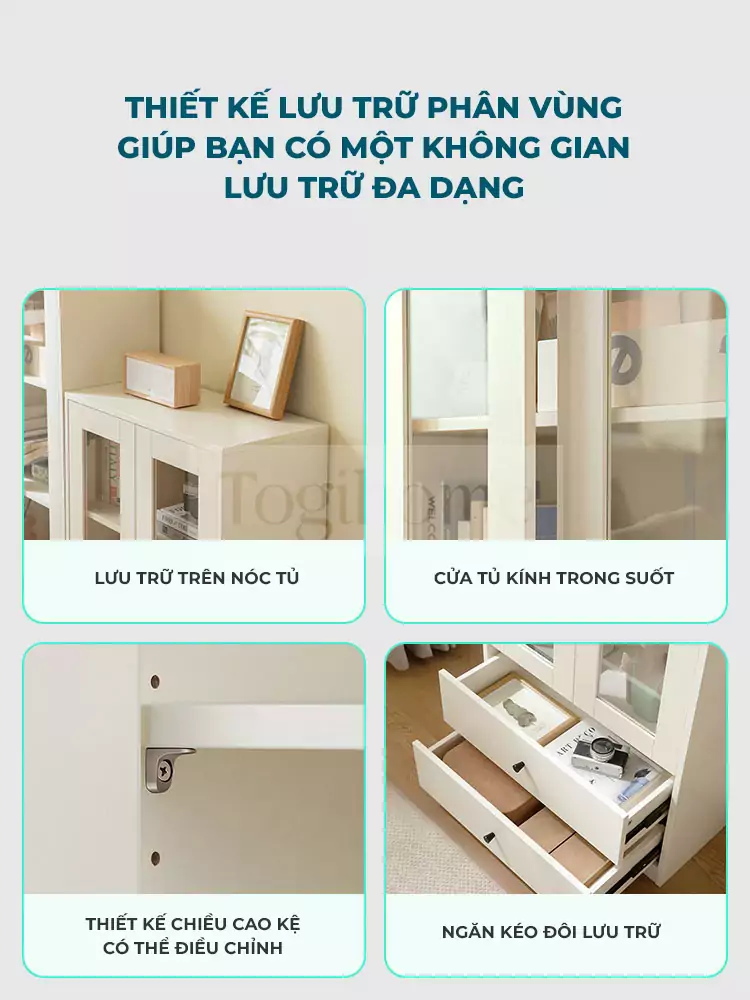 ảnh mô tả Tủ Sách Có Cánh Tủ Kính Togismart TL027