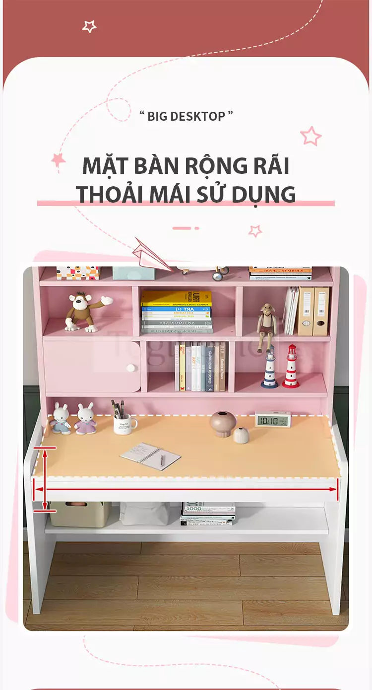 Bàn dành cho học sinh tiểu học TOGI Smart BH054 là sự kết hợp hoàn hảo giữa tính thẩm mỹ và tính tiện ích, tạo ra một không gian học tập lý tưởng cho các em nhỏ. 