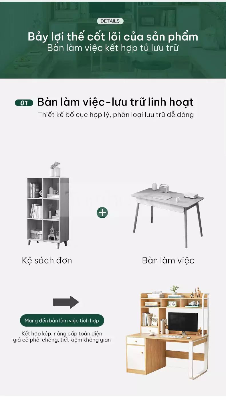 Bàn Làm Việc Kèm Kệ Sách TOGI Smart BG039 thiết kế tích hợp kệ sách giúp bạn dễ dàng tiếp cận tài liệu và sách vở cần thiết mà không cần phải di chuyển khỏi bàn làm việc.