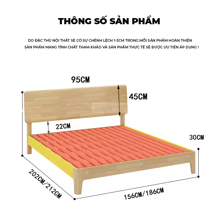 Giường Ngủ Gỗ Tự Nhiên TOGI Smart SC121