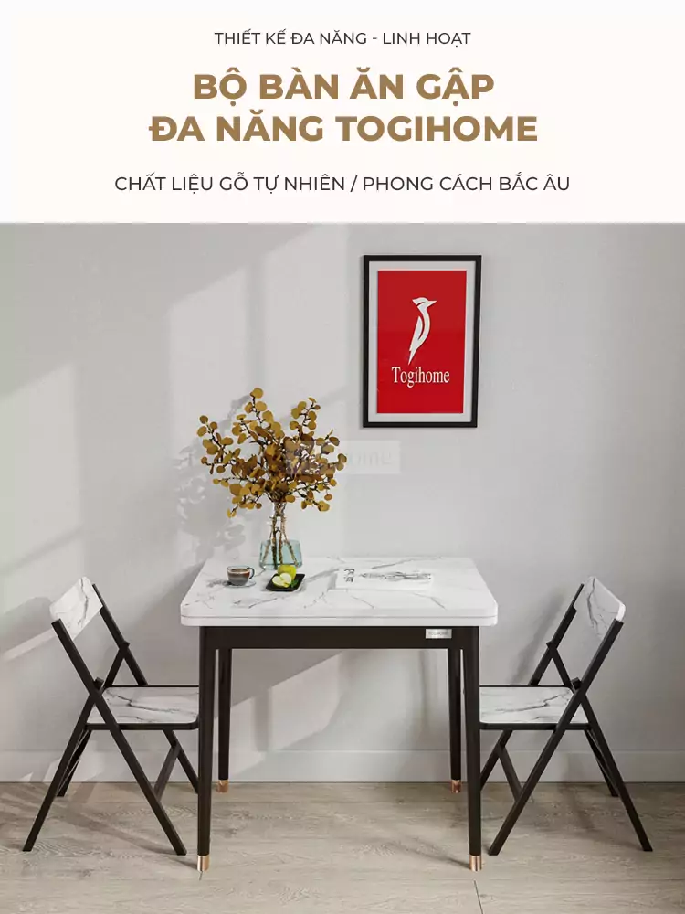 Bàn Ăn Gỗ Tự Nhiên Mở Rộng Không Gian TOGI Smart BA073