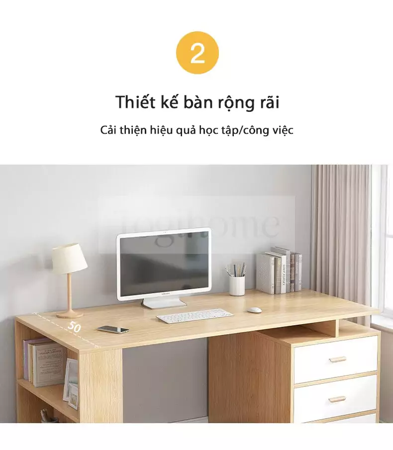 Bàn Làm Việc Kèm Kệ Sách TOGI Smart BG029