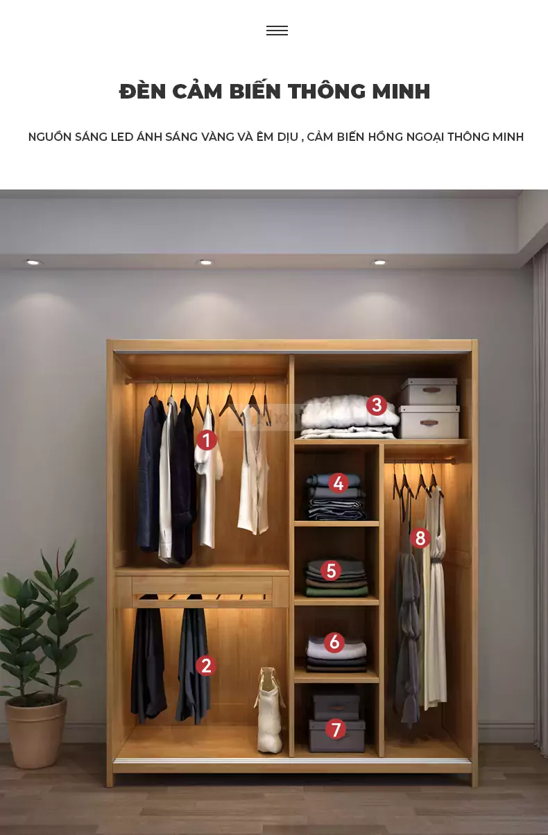 Tủ Quần Áo Gỗ Tự Nhiên TOGI Smart SC104