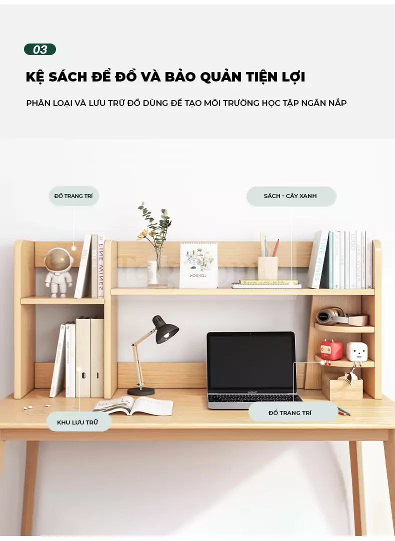 ảnh m&ocirc; tả B&agrave;n Học Sinh Gỗ Tự Nhi&ecirc;n TOGI Smart BH108