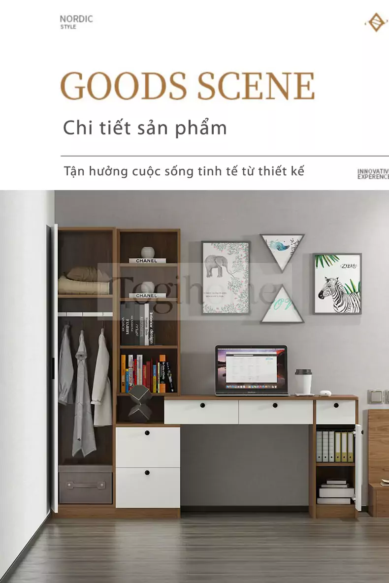 Bàn Làm Việc Tích Hợp Tủ Sách TOGI Smart BG049