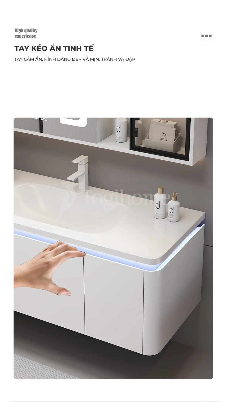Tủ lavabo LGBT044 thiết kế thông minh, chống bám hơi nước