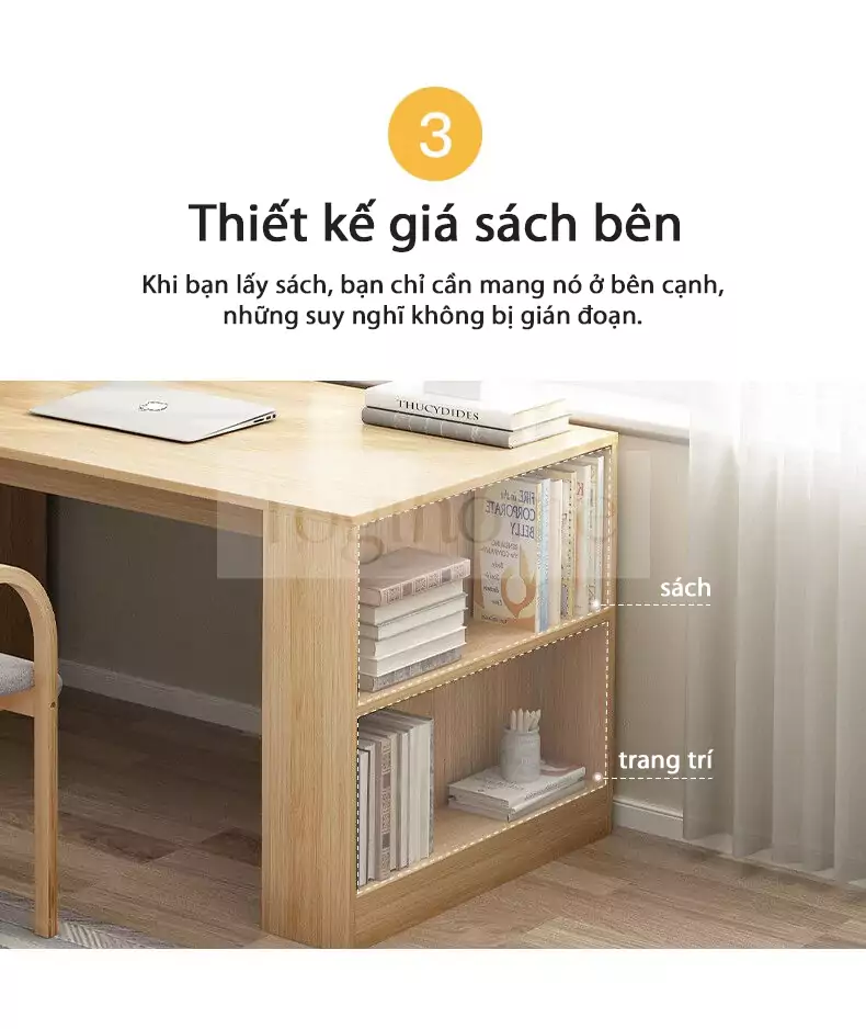 Bàn Làm Việc Kèm Kệ Sách TOGI Smart BG029