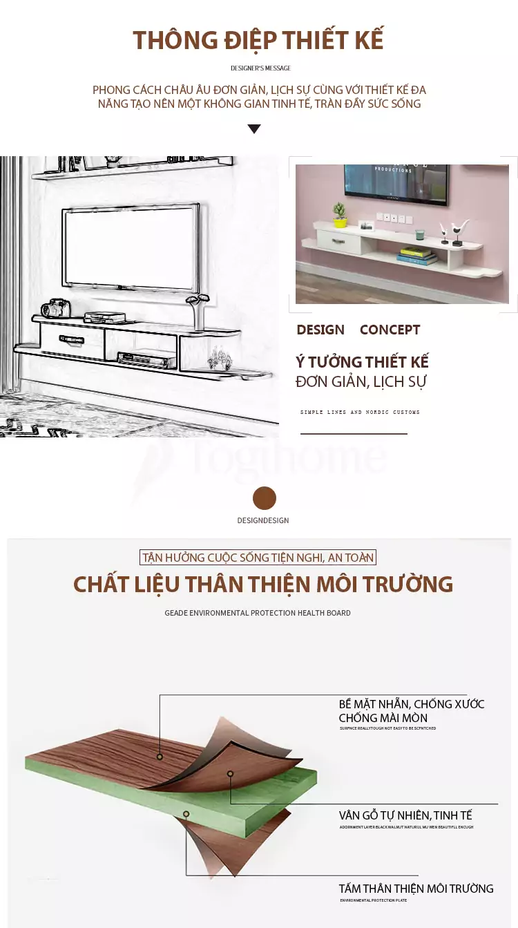 Kệ tủ tivi treo tường KTV 060 chất liệu cao cấp