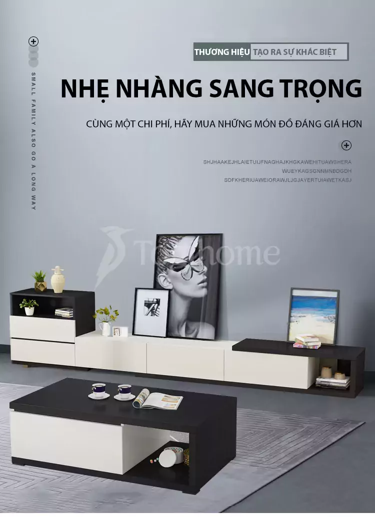 kệ tủ TV TVC013 thiết kế nhẹ nhàng, sang trọng