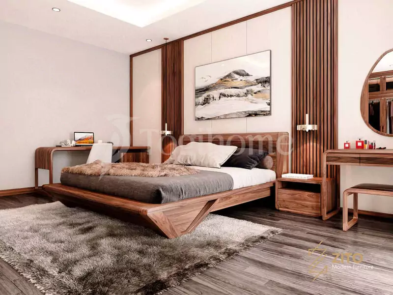 Nội thất phòng ngủ gỗ tự nhiên có tính thẩm mỹ cao