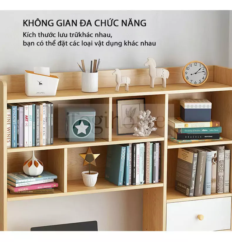 Bàn Làm Việc Phòng Ngủ Kèm Kệ Sách TOGI Smart BG028 với kích thước và kiểu dáng đa dạng, bàn làm việc phù hợp với mọi không gian làm việc, từ văn phòng đến nhà riêng.