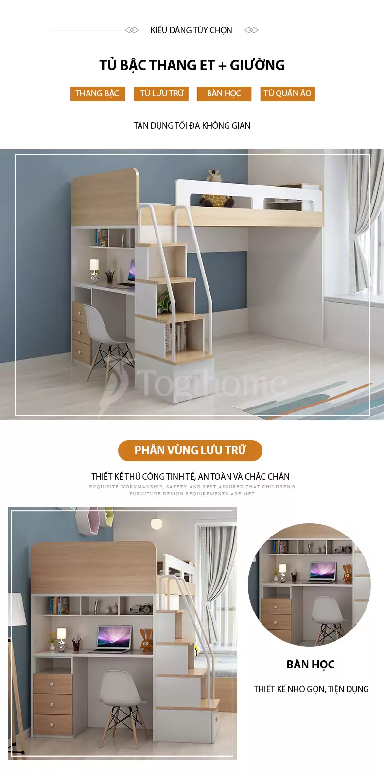 Giường ngủ trẻ em GN007 tích hợp đa dạng