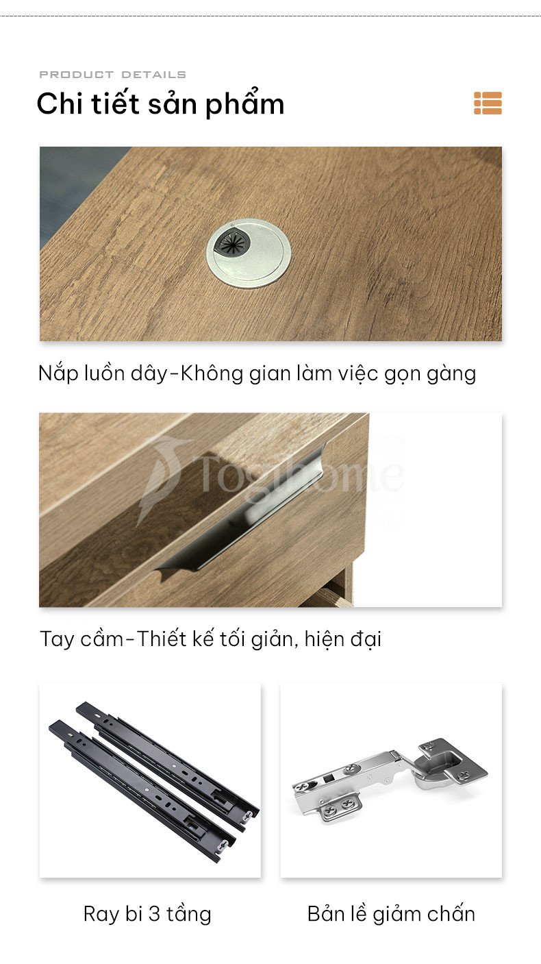 Bàn giám đốc BGD53 các chi tiết tinh tế, tiện lợi