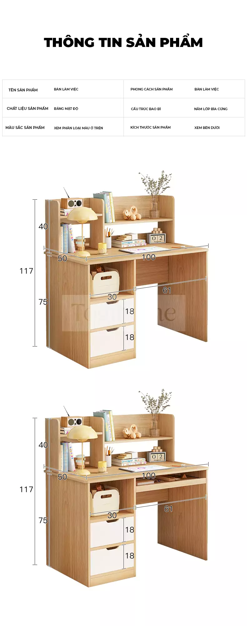 ảnh mô tả Bàn Học Sinh TOGI Smart BH109