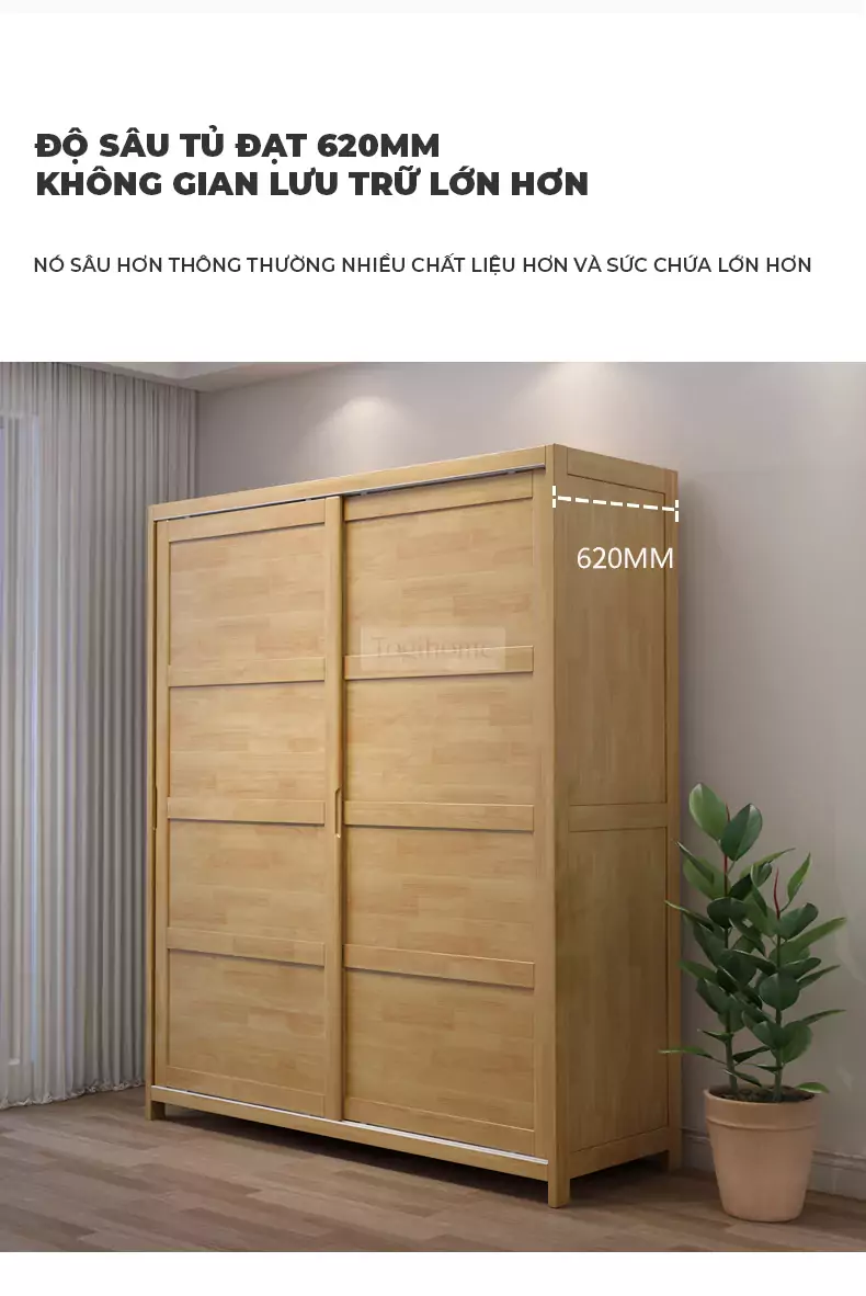 Tủ Quần Áo Gỗ Tự Nhiên TOGI Smart SC104
