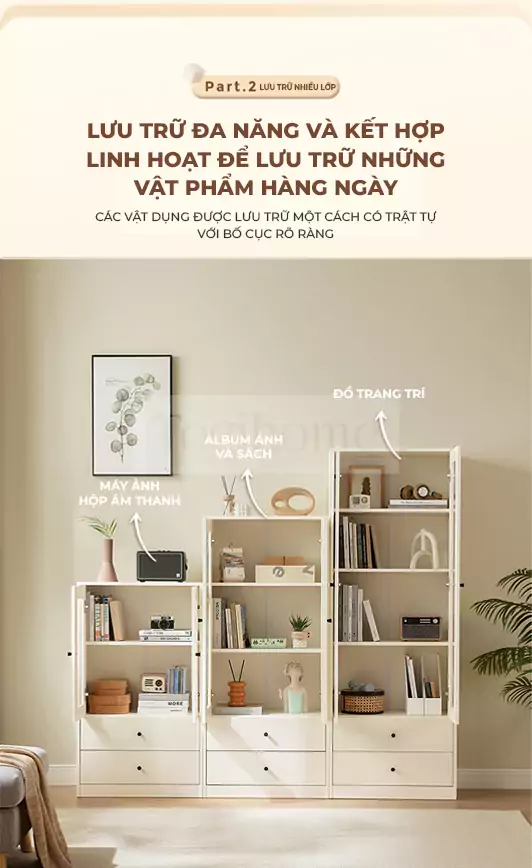 ảnh mô tả Tủ Sách Có Cánh Tủ Kính Togismart TL027