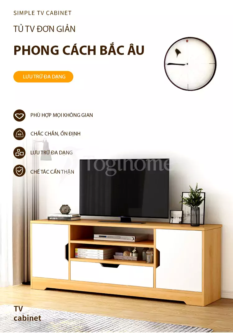 kệ tủ TV TVC058 phong cách Bắc Âu