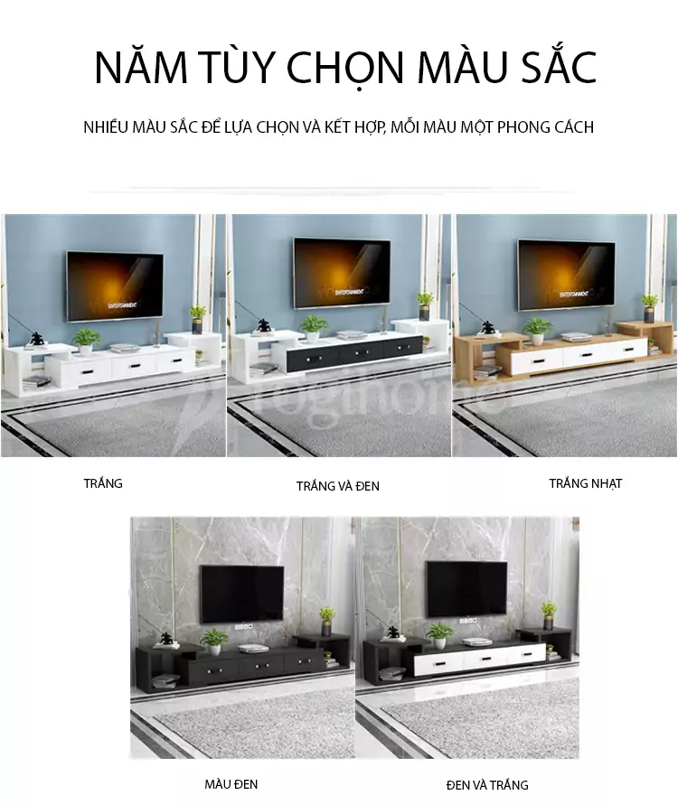 Kệ tủ tivi thông minh KTV 008 màu sắc đa dạng