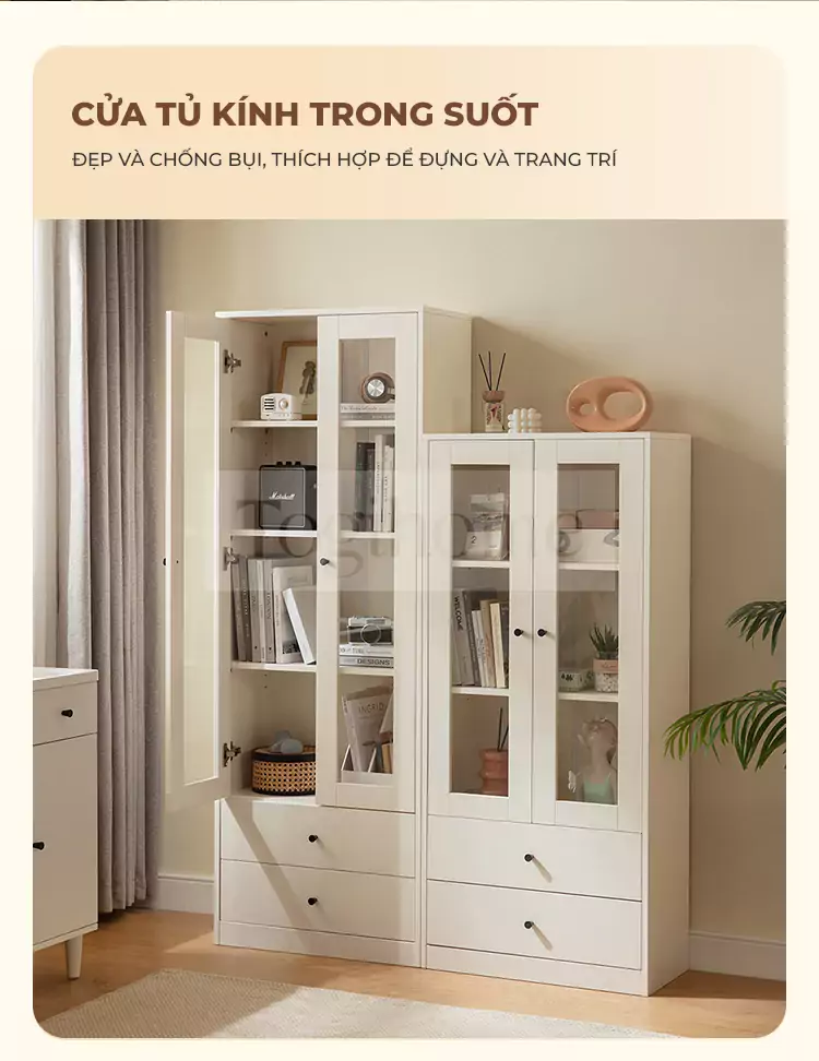 ảnh mô tả Tủ Sách Có Cánh Tủ Kính Togismart TL027