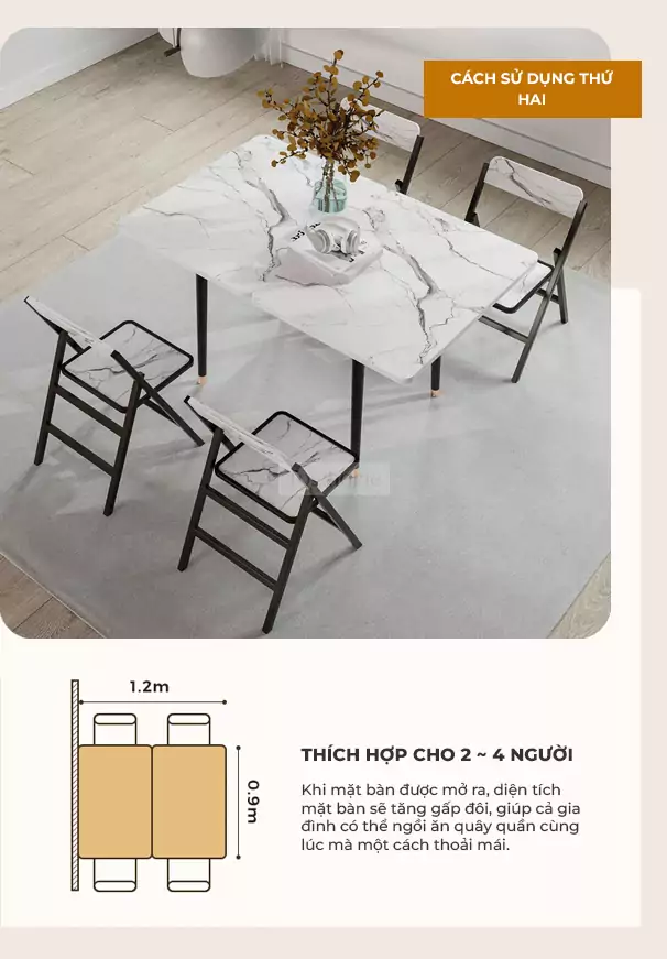 Bàn Ăn Gỗ Tự Nhiên Mở Rộng Không Gian TOGI Smart BA073