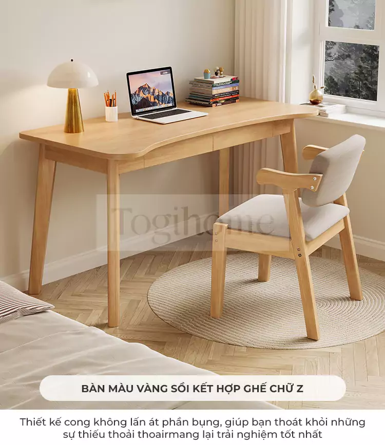 ảnh m&ocirc; tả b&agrave;n học tại nh&agrave; gỗ tự nhi&ecirc;n togi smart BH090