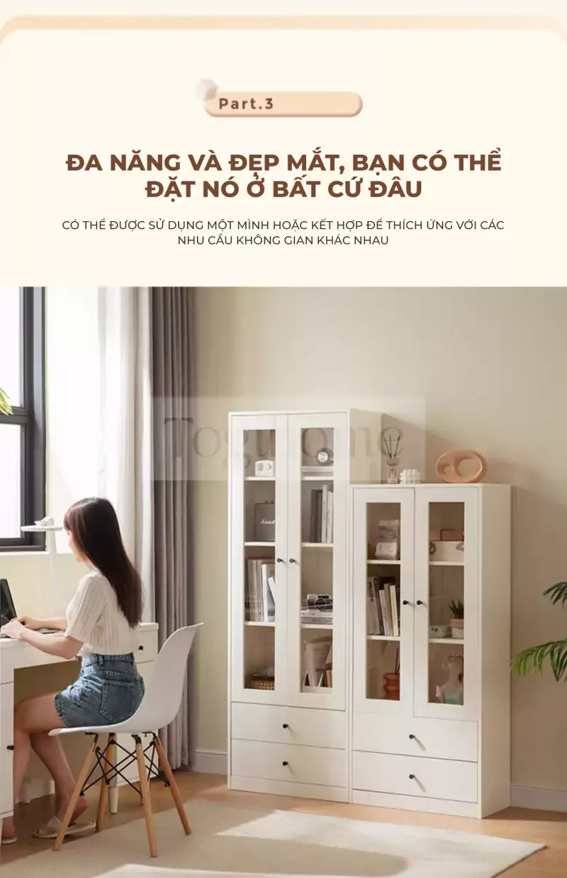 ảnh mô tả Tủ Sách Có Cánh Tủ Kính Togismart TL027