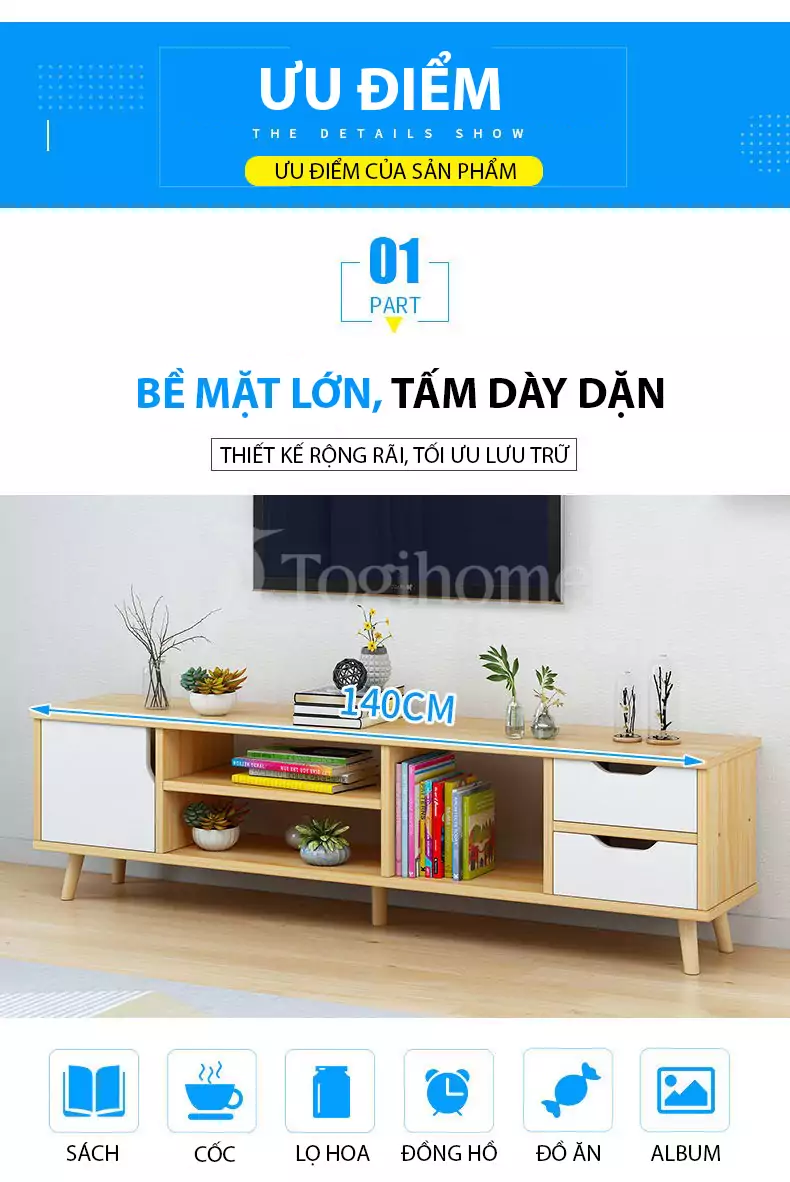 ưu điểm của kệ tủ TV TVC026