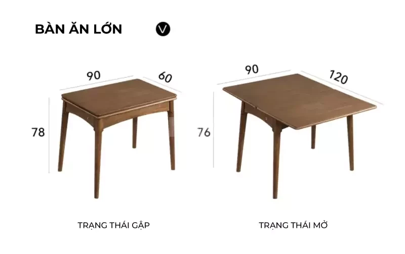 Bàn Ăn Gấp Đôi TOGI Smart A202 - Gỗ tự nhiên nâu đậm