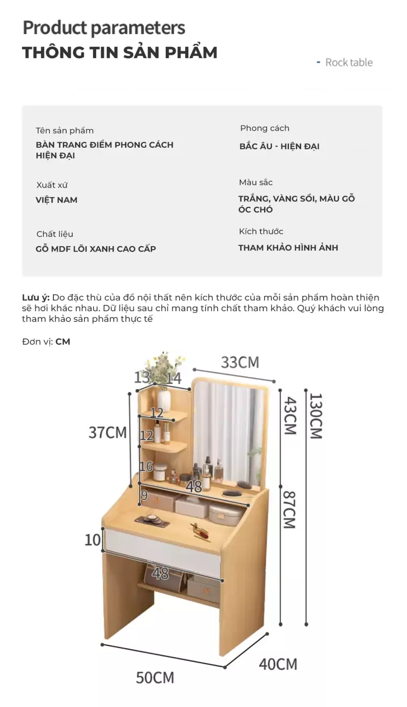 ảnh mô tả bàn trang điểm togismart TM059