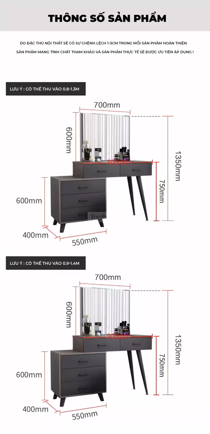 Bộ Bàn Trang Điểm Togismart VX153