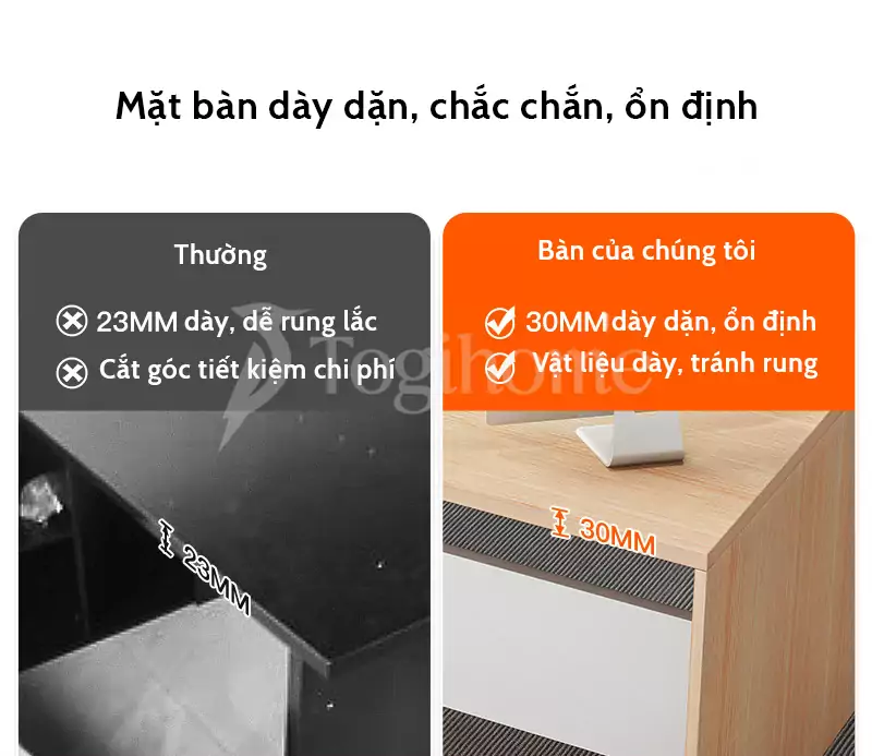 Bàn nhân viên chữ L BVP32 mặt bàn chắc chắn