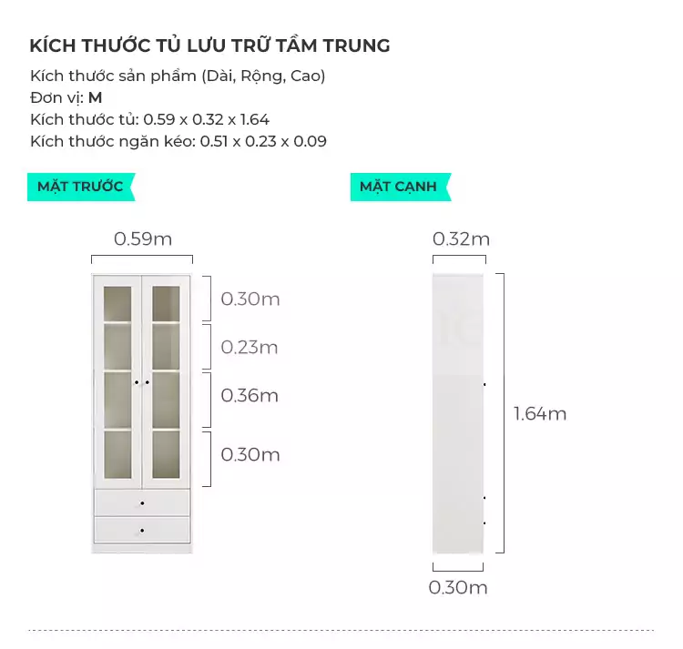 ảnh mô tả Tủ Sách Có Cánh Tủ Kính Togismart TL027