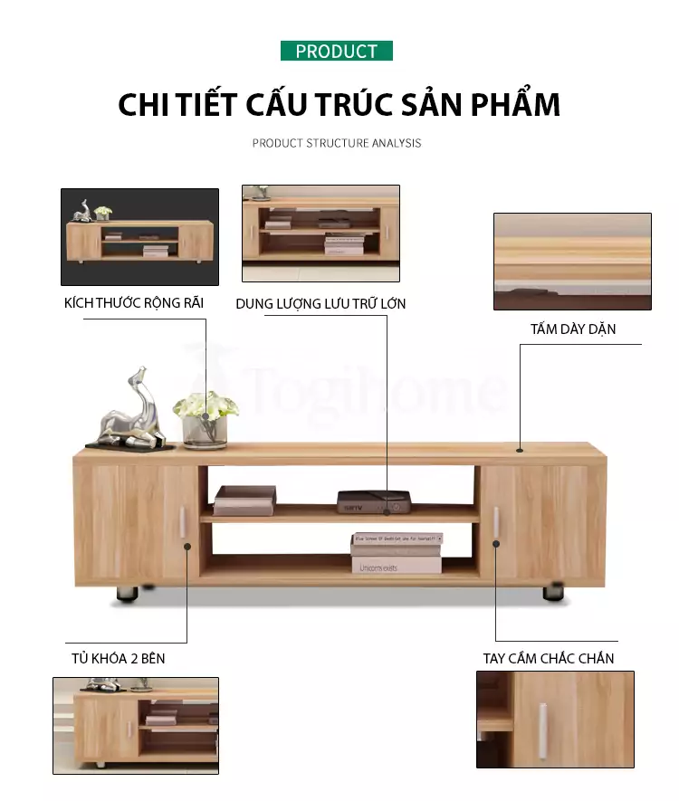 chi tiết của kệ tủ tivi TVC004