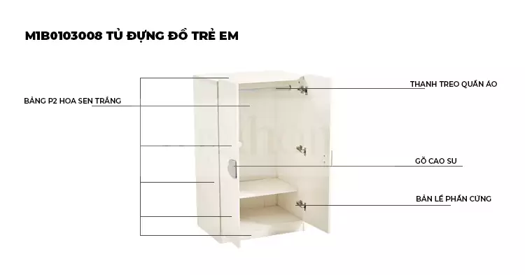 ảnh mô tả Tủ Quần Áo Dành Cho Bé Togismart TE057