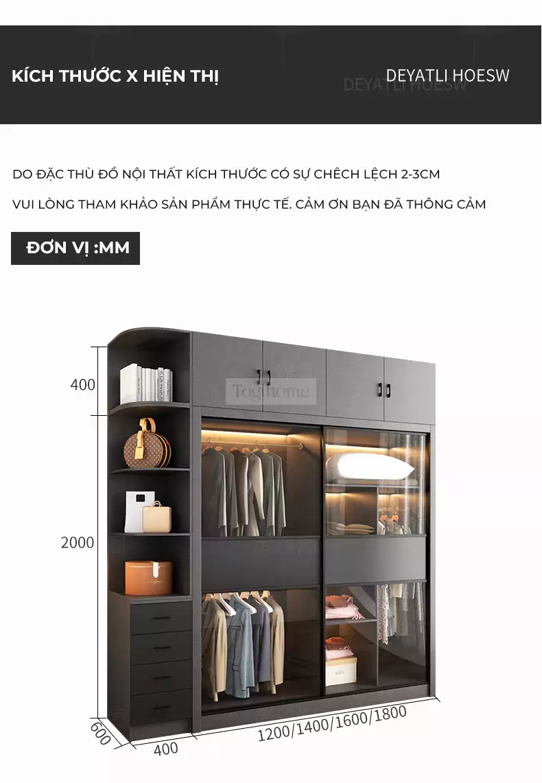 Bộ Tủ Quần Áo Togismart CX136