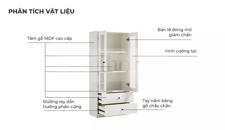 ảnh mô tả Tủ Sách Có Cánh Tủ Kính Togismart TL027