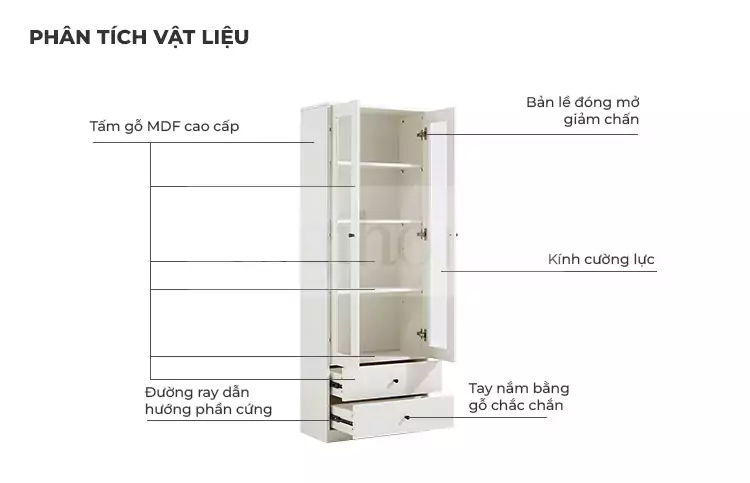 ảnh mô tả Tủ Sách Có Cánh Tủ Kính Togismart TL027