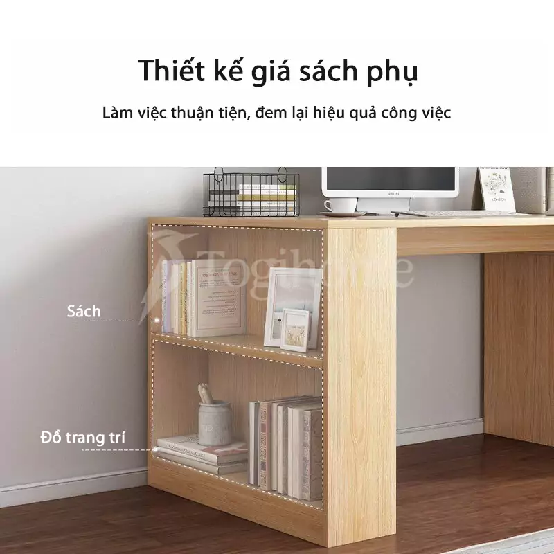 Bàn học sinh BHSV036 thiết kế độc đáo, tối ưu không gian, chất liệu cao cấp với giá sách phụ lưu trữ đa năng