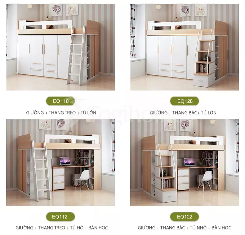 Bộ giường ngủ GN005 đa dạng kiểu dáng