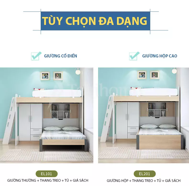 Bộ giường ngủ  GN009 kiểu dáng đa dạng