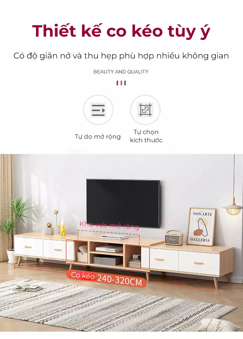 KỆ TIVI ĐỂ SÀN TVC 070 tùy chỉnh kích thước