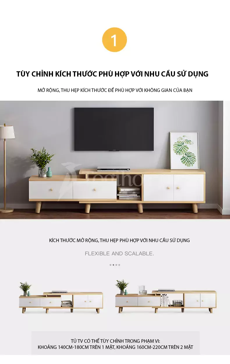 kệ tủ TV TVC035 tùy chỉnh linh hoạt