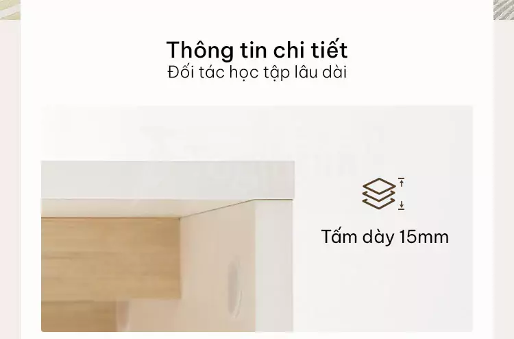 bàn học sinh bv133 sử dụng chất liệu E1 dày 15mm chắc chắn, ổn định